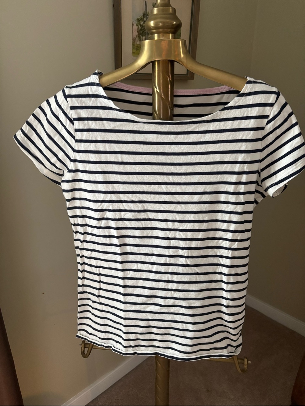 Boden Navy and White Striped Short-Sleeve Tee